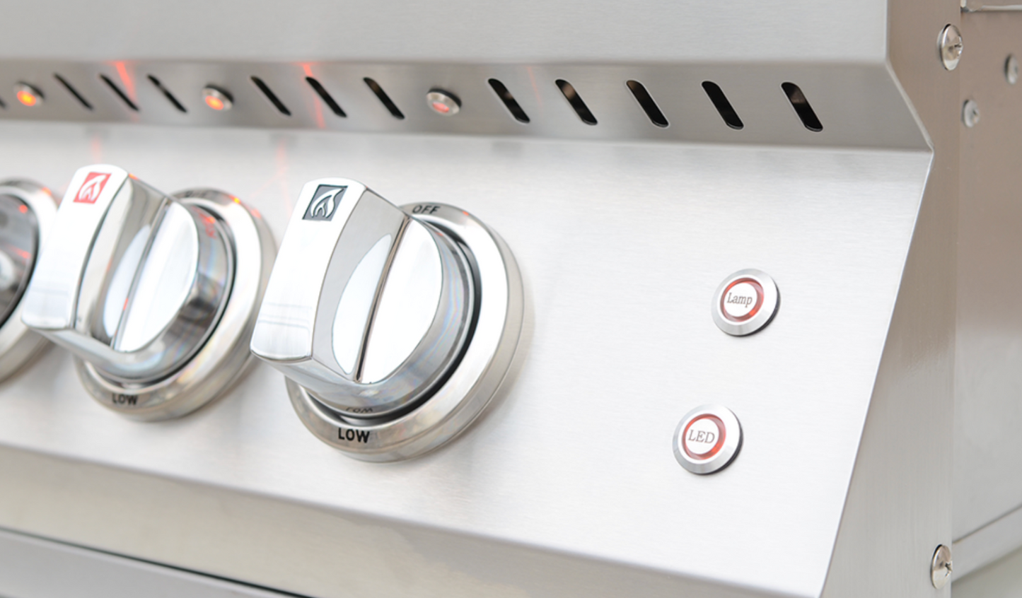 Professional 5 Burner 40 Inch Cart Model BBQ Grill With Lights & Locking Casters