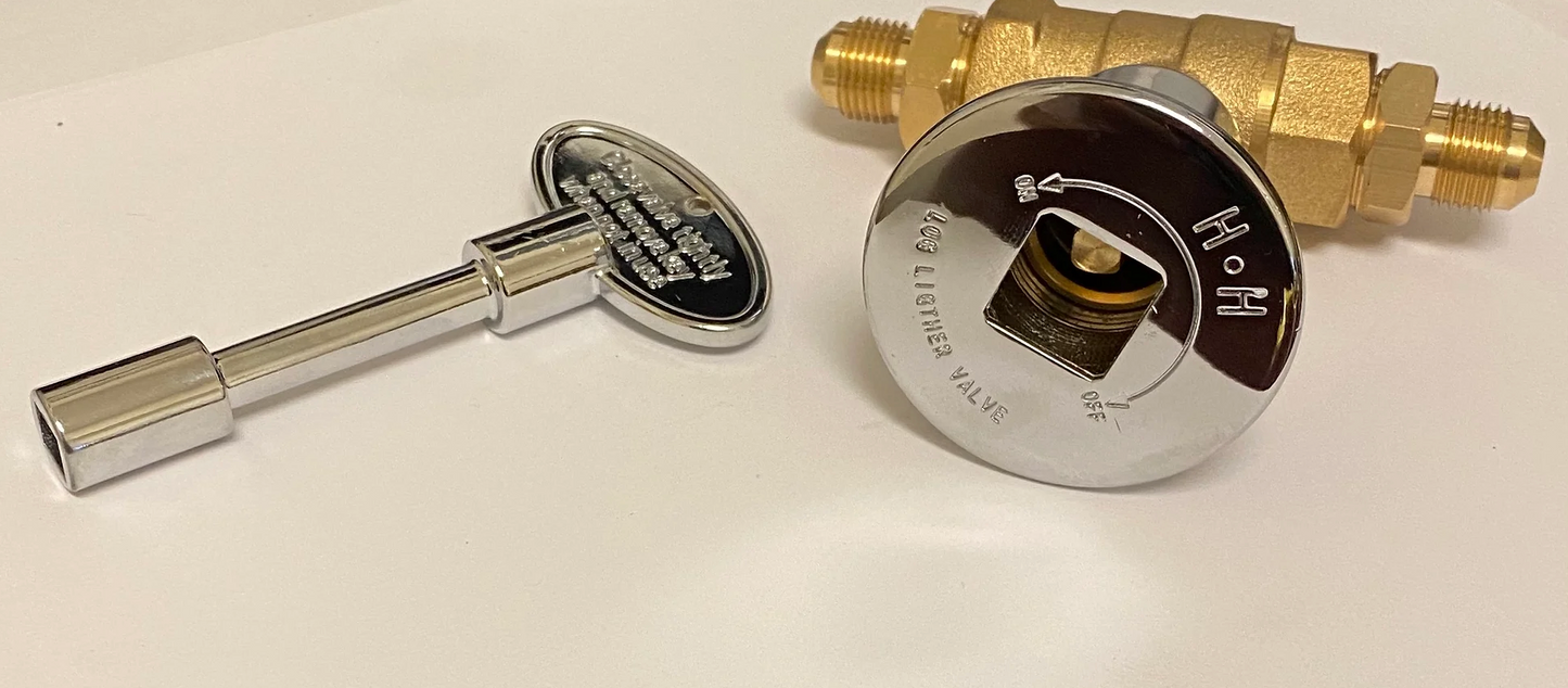 Grills Key Valve Assembly 3/8 Inch Flare Fitting Ball Valve