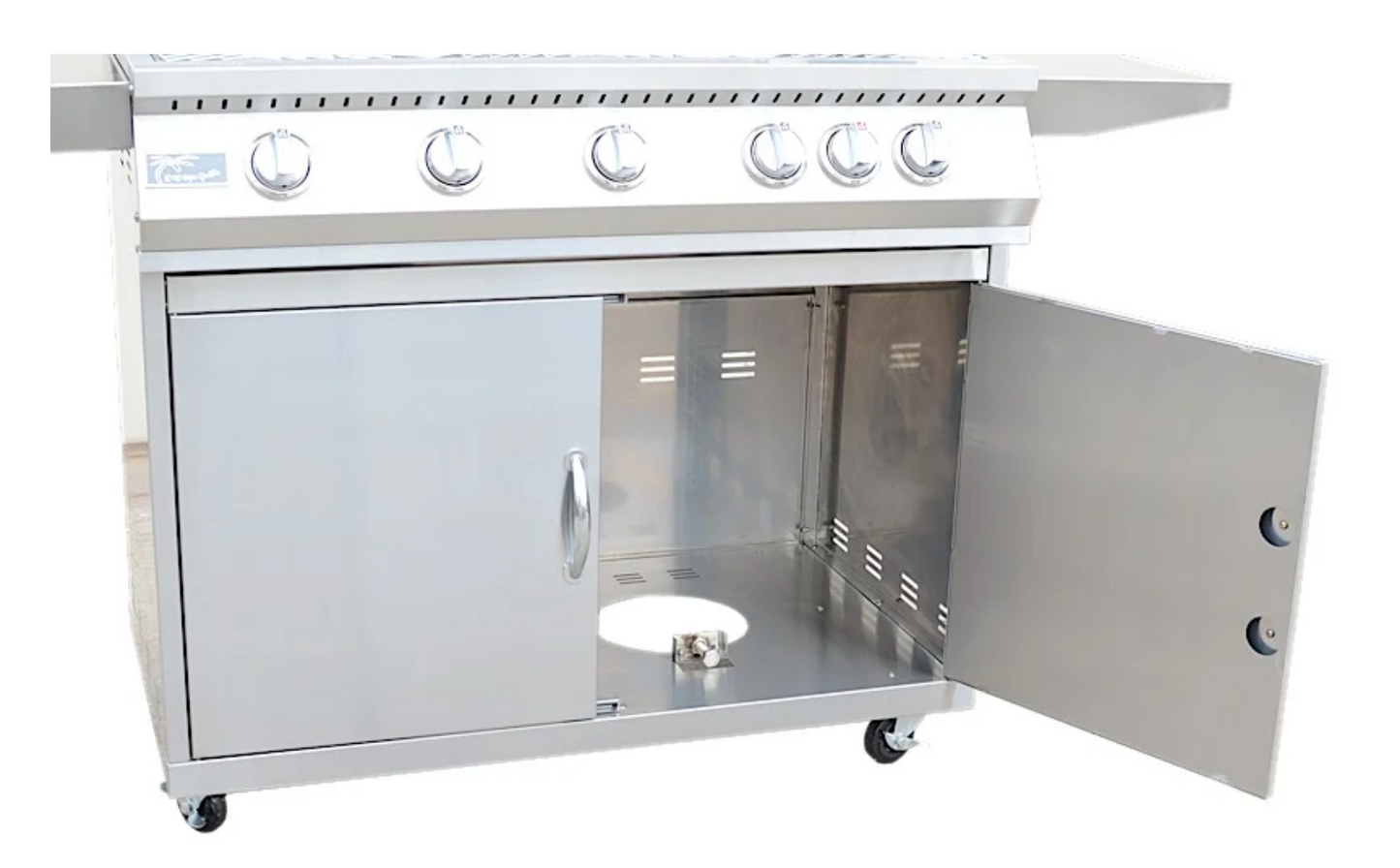 5 Burner 40 Inch Cart Model BBQ Grill With Locking Casters 304 Stainless Steel