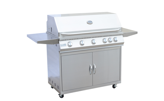 5 Burner 40 Inch Cart Model BBQ Grill With Locking Casters 304 Stainless Steel