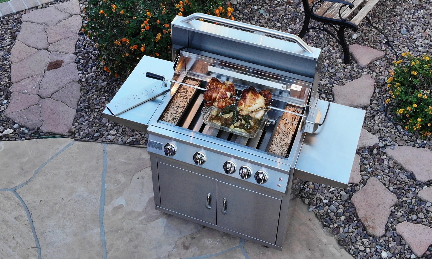 Professional 4 Burner 32 Inch Cart Model BBQ Grill With Lights & Locking Casters