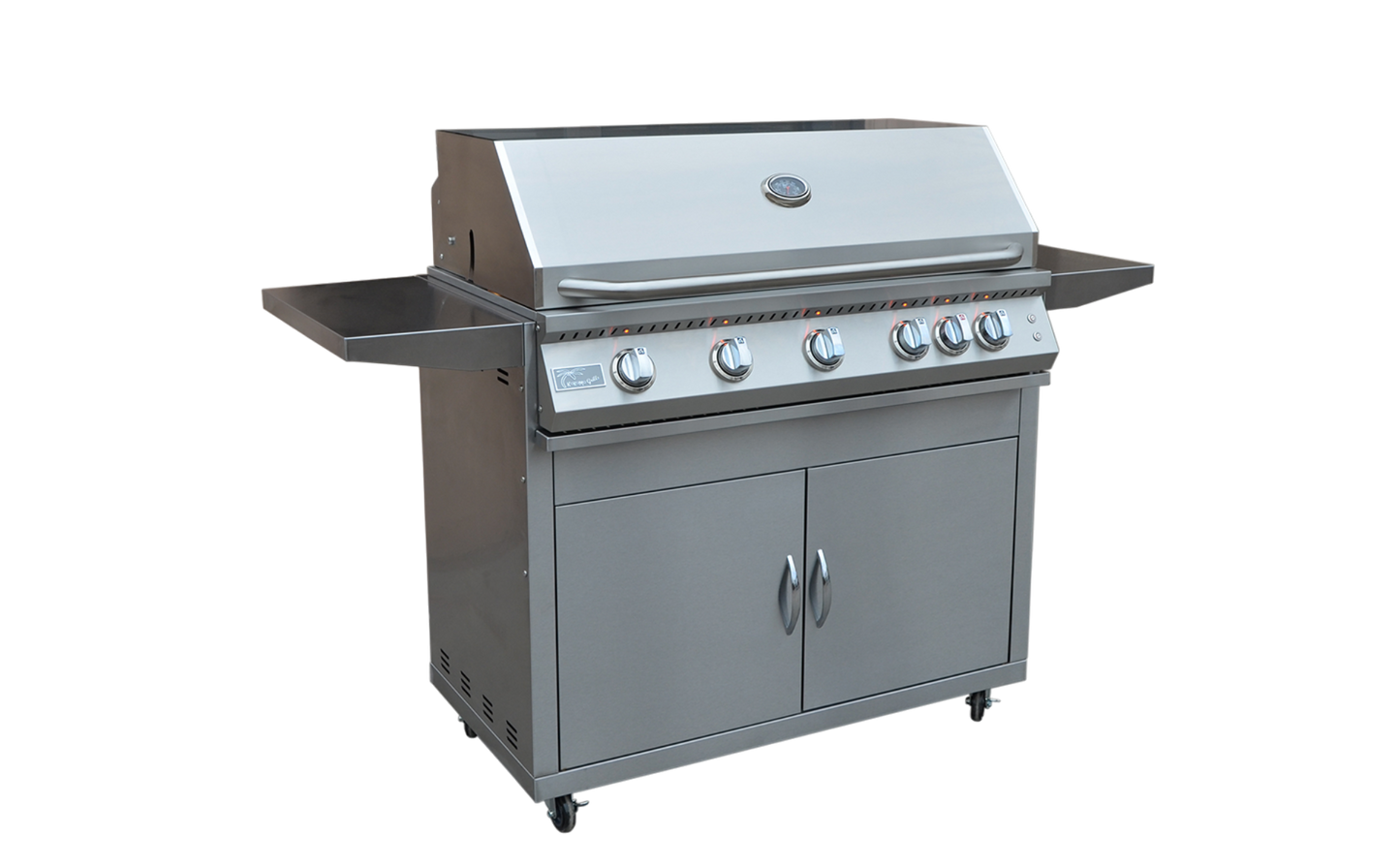 Professional 5 Burner 40 Inch Cart Model BBQ Grill With Lights & Locking Casters