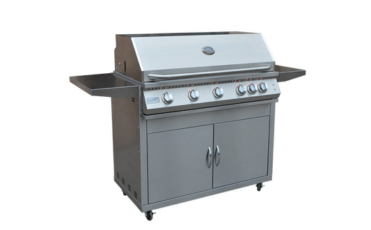 Professional 5 Burner 40 Inch Cart Model BBQ Grill With Lights & Locking Casters