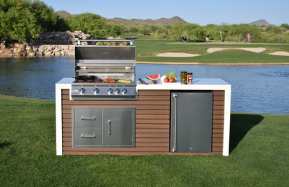 Professional Shiplap Outdoor Kitchen KoKoMo Grill With Waterfall Edge
