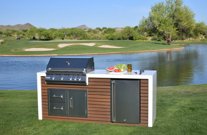 Professional Shiplap Outdoor Kitchen KoKoMo Grill With Waterfall Edge