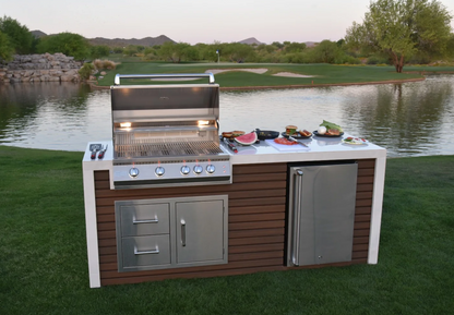 Professional Shiplap Outdoor Kitchen KoKoMo Grill With Waterfall Edge