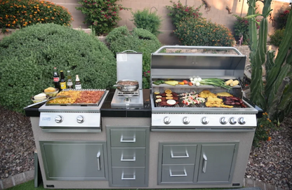 Teppanyaki, Griddle, Built-In BBQ Grill with Side Burner, Storage Drawers 7'6"