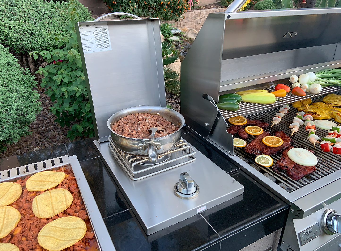 Teppanyaki, Griddle, Built-In BBQ Grill with Side Burner, Storage Drawers 7'6"