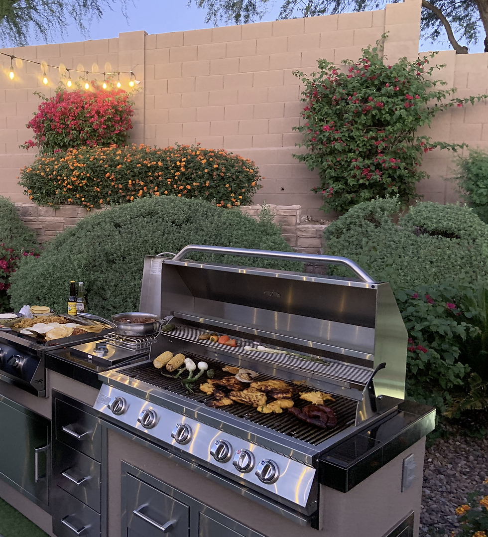 Teppanyaki, Griddle, Built-In BBQ Grill with Side Burner, Storage Drawers 7'6"