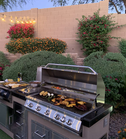 Teppanyaki, Griddle, Built-In BBQ Grill with Side Burner, Storage Drawers 7'6"