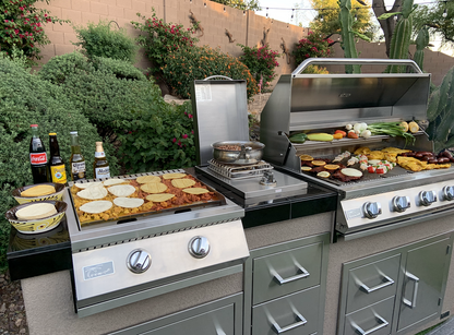 Teppanyaki, Griddle, Built-In BBQ Grill with Side Burner, Storage Drawers 7'6"