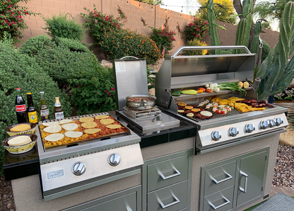 Teppanyaki, Griddle, Built-In BBQ Grill with Side Burner, Storage Drawers 7'6"