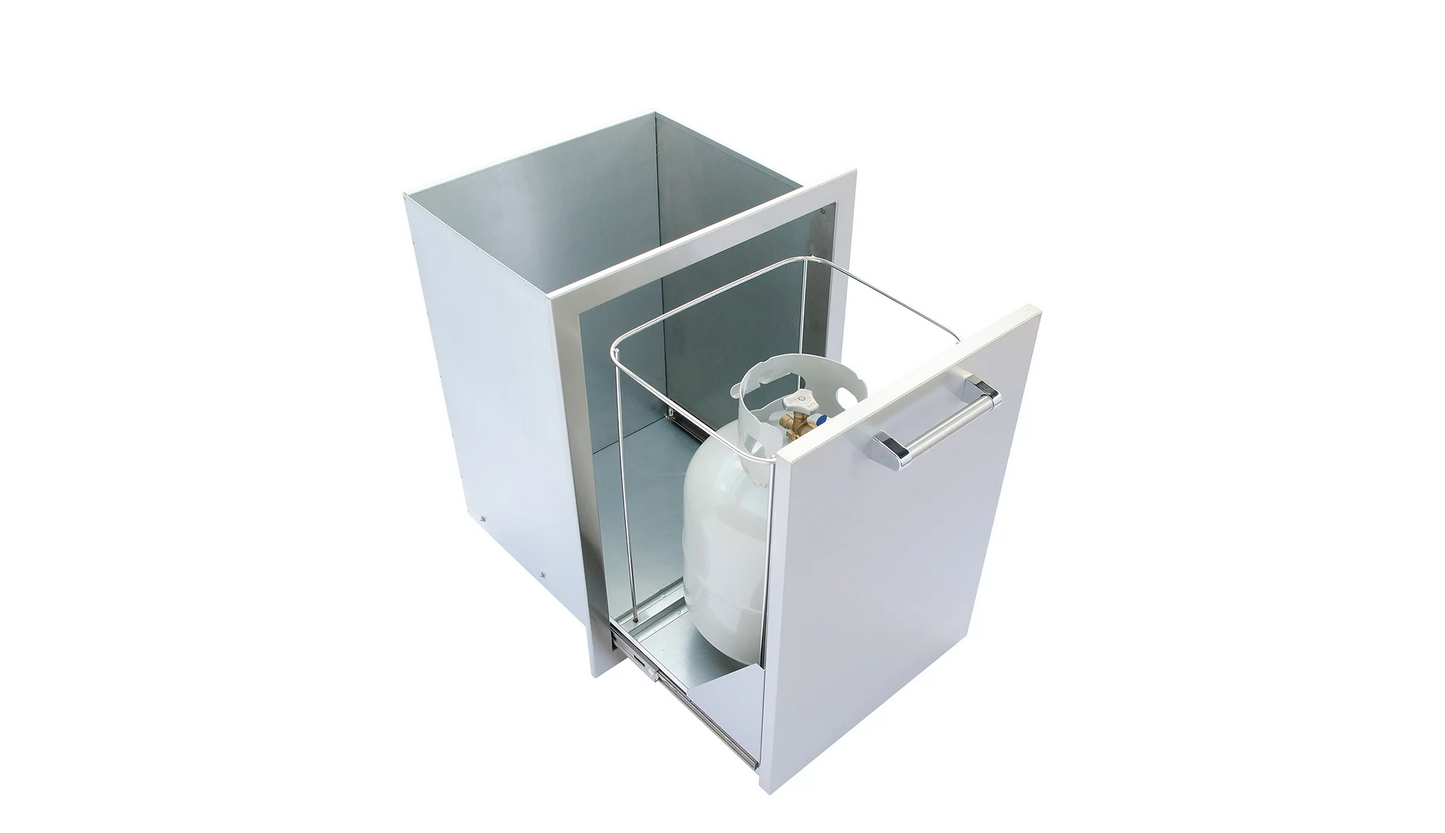 Outdoor Kitchen Stainless Steel Trash/Propane Pull-Out