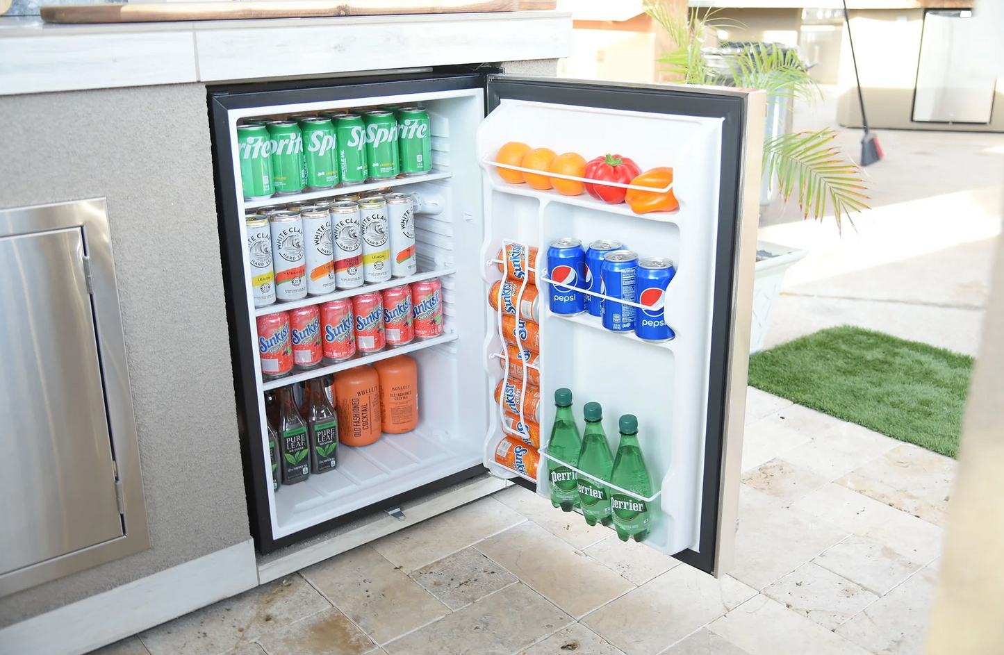 Pro Built-In Outdoor Kitchen Refrigerator with Temp Control Soda Rack Pro Sleeve