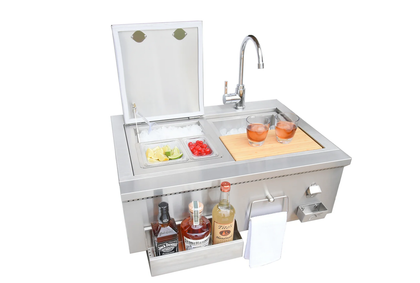 30" Built-In Bartender Cocktail Station With Sink Bottle Opener and Ice Chest