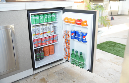 Built-In Outdoor Kitchen Refrigerator with Temp Control Soda Rack and Lights
