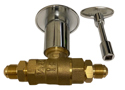 Grills Key Valve Assembly 3/8 Inch Flare Fitting Ball Valve
