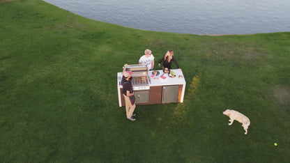 Professional Shiplap Outdoor Kitchen KoKoMo Grill With Waterfall Edge
